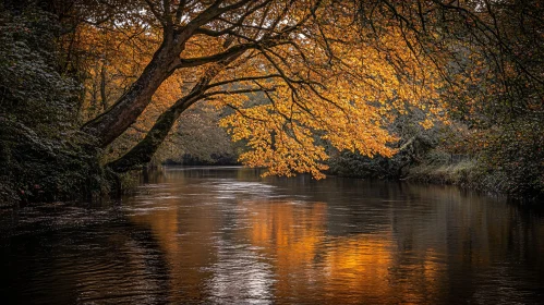 Tranquil Fall Landscape with Reflective Waters