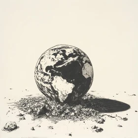 World on the Rocks: A Globe Illustration