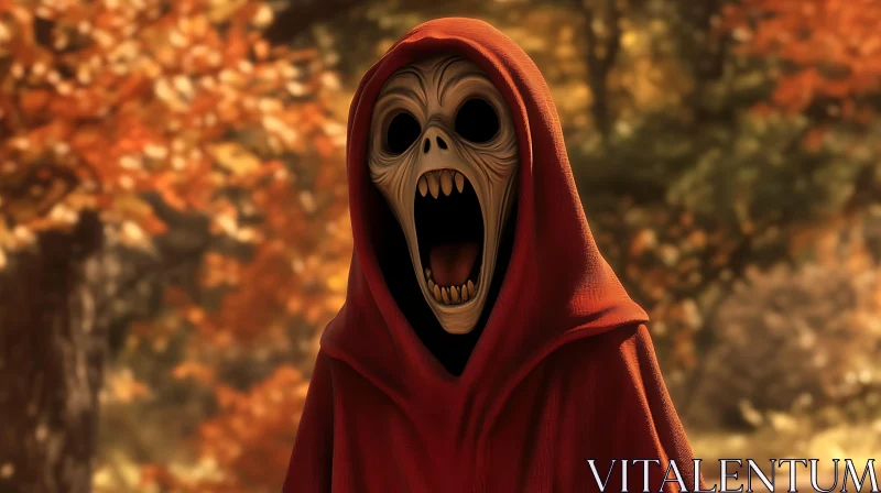 AI ART Skeletal Hooded Figure Screaming in the Woods