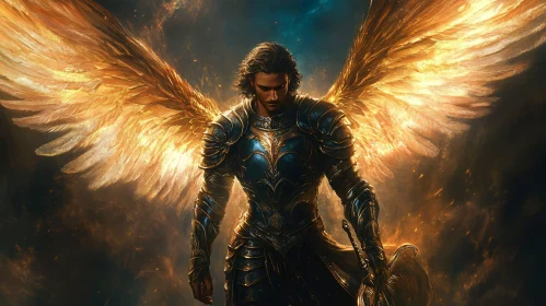 Armored Angel with Golden Wings