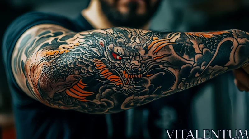 AI ART Fierce Dragon Arm Tattoo