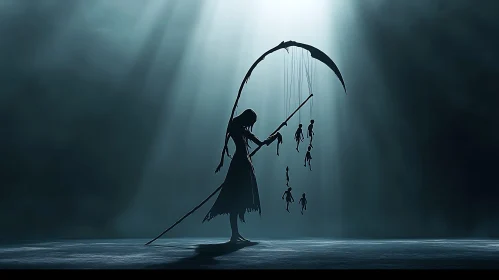 Dark Fantasy: Silhouette with Scythe