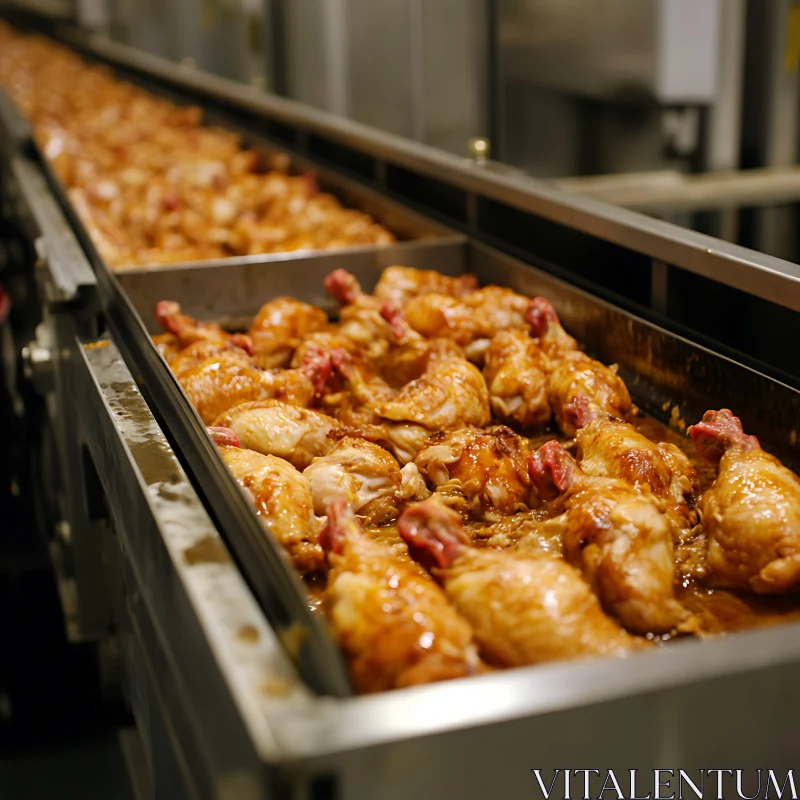 Mass Production of Seasoned Chicken Drumsticks AI Image