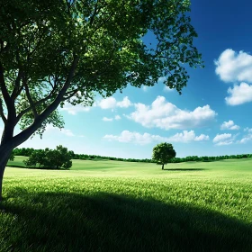 Serene Landscape with Trees and Grass