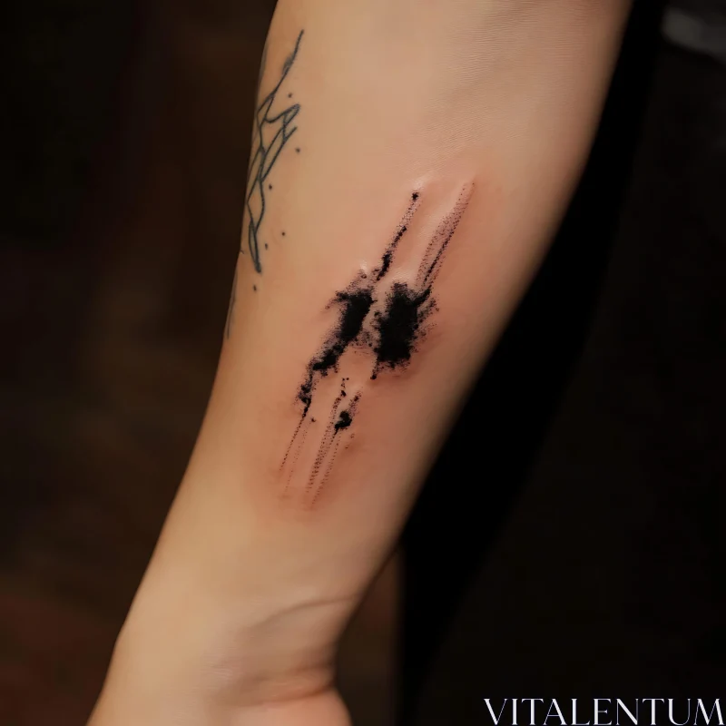 Minimalistic Abstract Forearm Tattoo with Black Ink AI Image