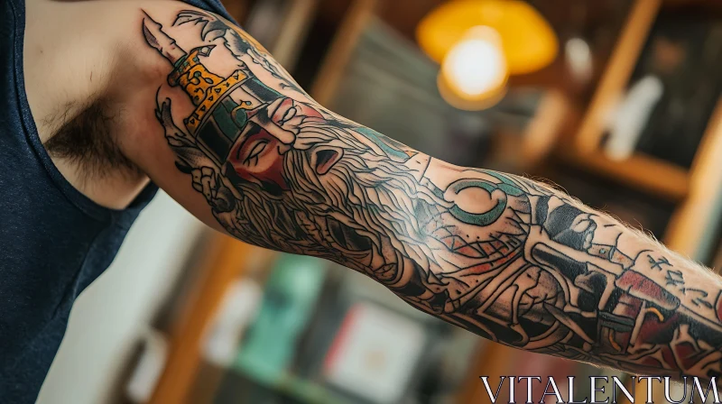 Mythological Tattoo Art on Arm AI Image