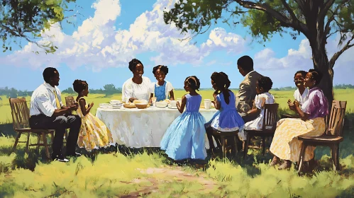 Outdoor Family Gathering Painting