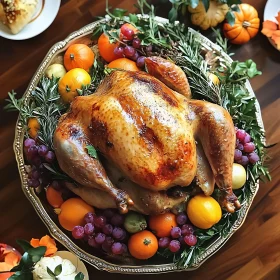 Roasted Turkey Feast with Fruit Arrangement