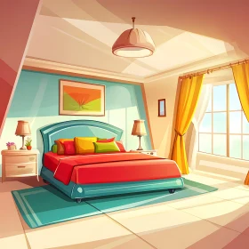 Cozy Cartoon Bedroom Scene