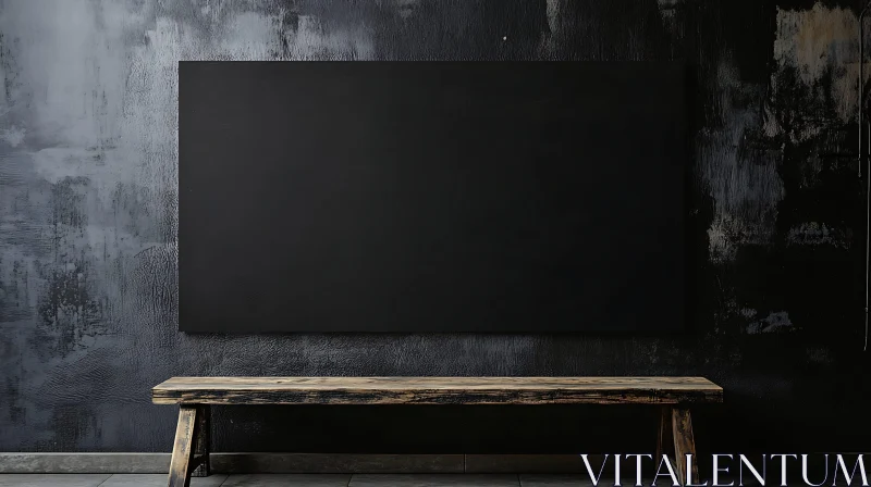 Rustic Bench Against Dark Abstract Wall AI Image