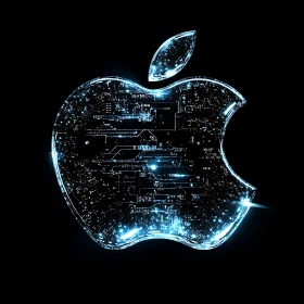 Futuristic Apple Logo with Circuitry