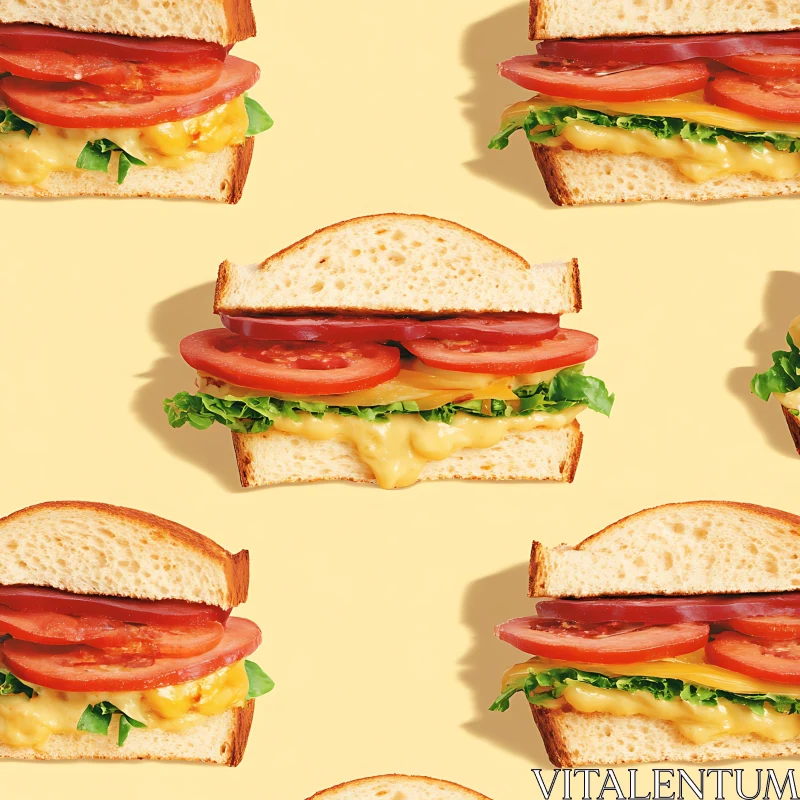 Tasty Tomato, Lettuce, and Cheese Sandwiches AI Image