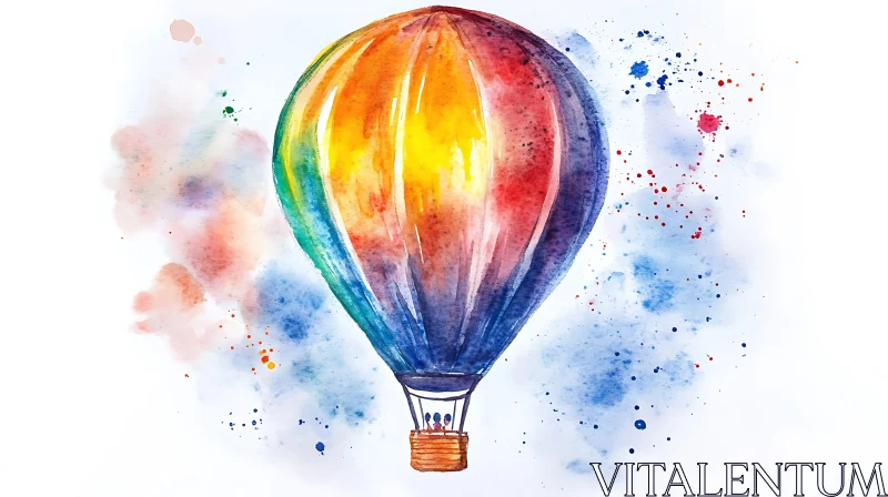 Rainbow Balloon Watercolor Art AI Image