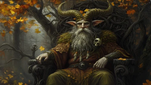 Regal Horned Figure Autumnal Forest