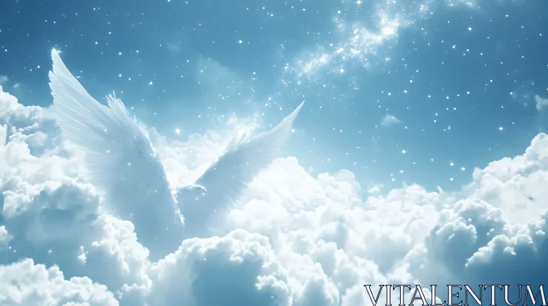 AI ART Ethereal Wings Among Clouds