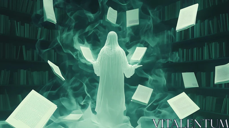 Ethereal Librarian in Spectral Library AI Image