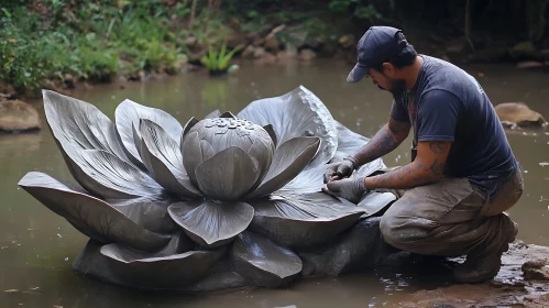 Lotus Sculpture in Progress