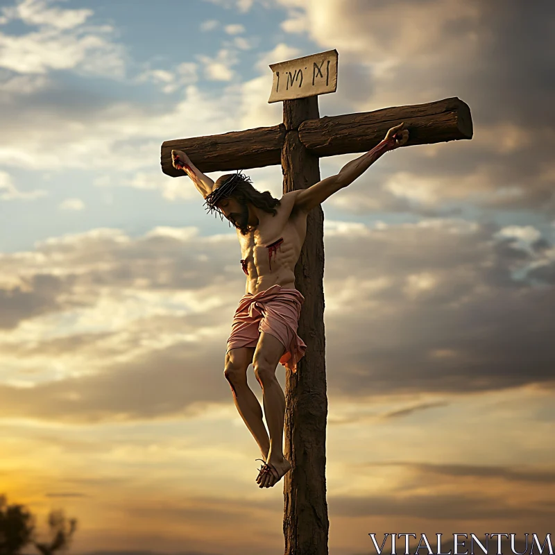 Religious Art: The Crucifixion Scene AI Image