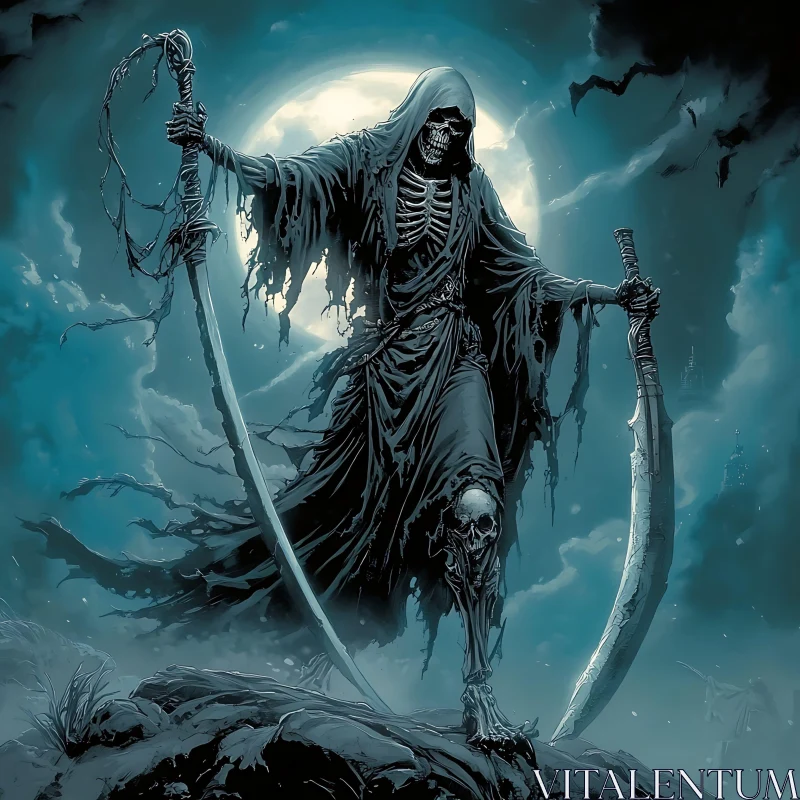 Death Figure with Swords AI Image