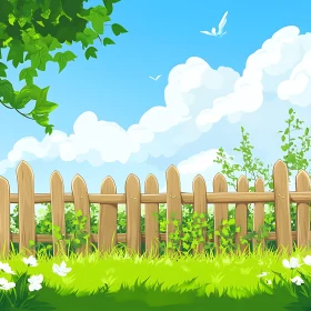 Peaceful Garden with Wooden Fence