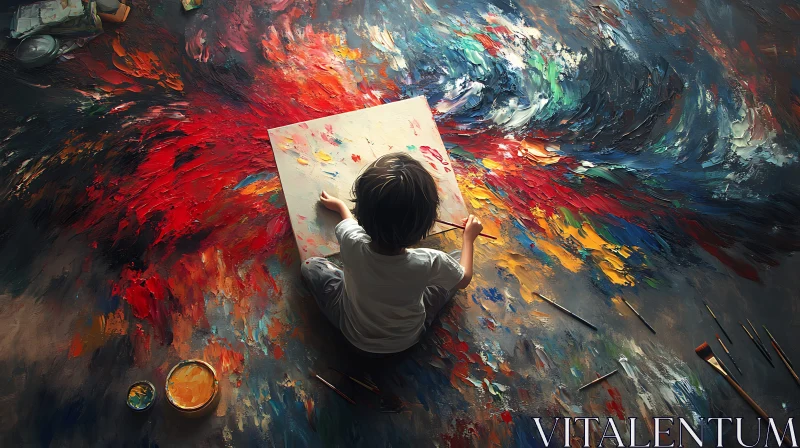 Creative Child Painting AI Image