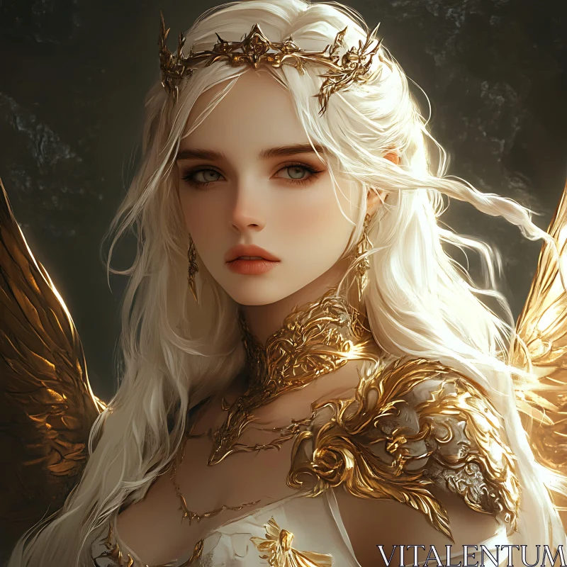 Golden Angel Woman with Crown AI Image