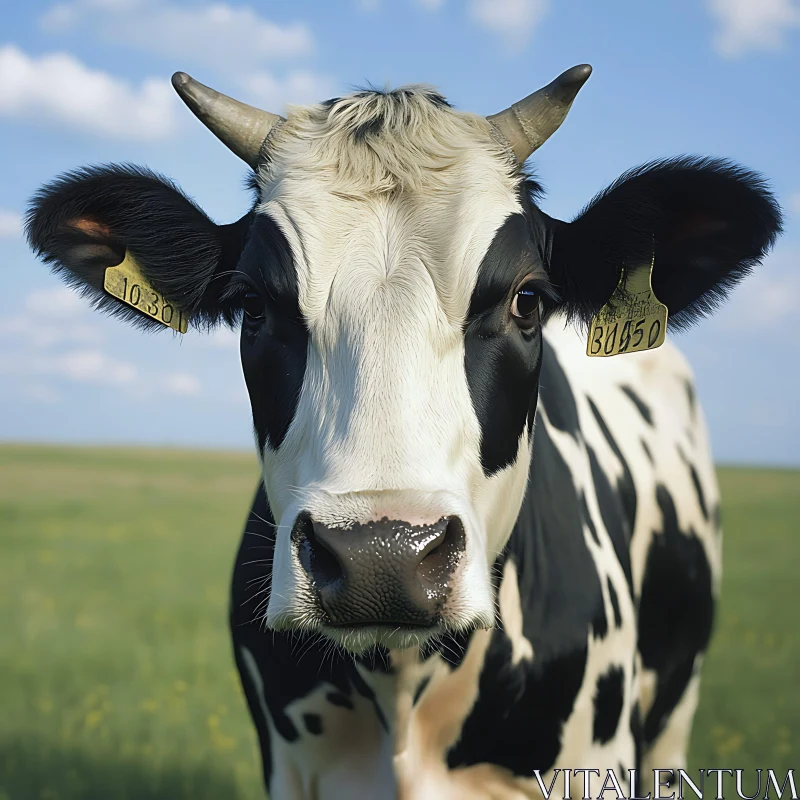 Cow in Field Close-Up AI Image