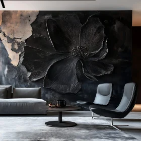 Elegant Interior with Textured Floral Wall Decor