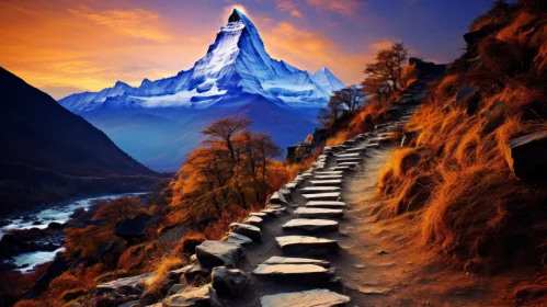 A Captivating Stone Path Leading to an Alpenglow