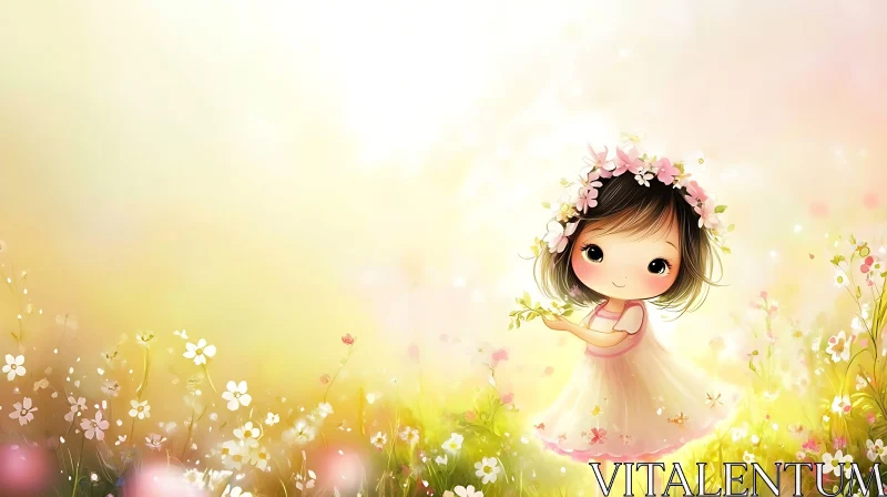 AI ART Dreamy Flower Girl in a Meadow