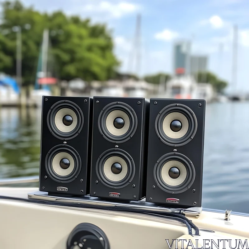 Marine Audio Speakers on Boat AI Image