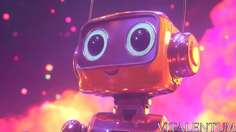 Retro Robot with Glowing Eyes AI Image