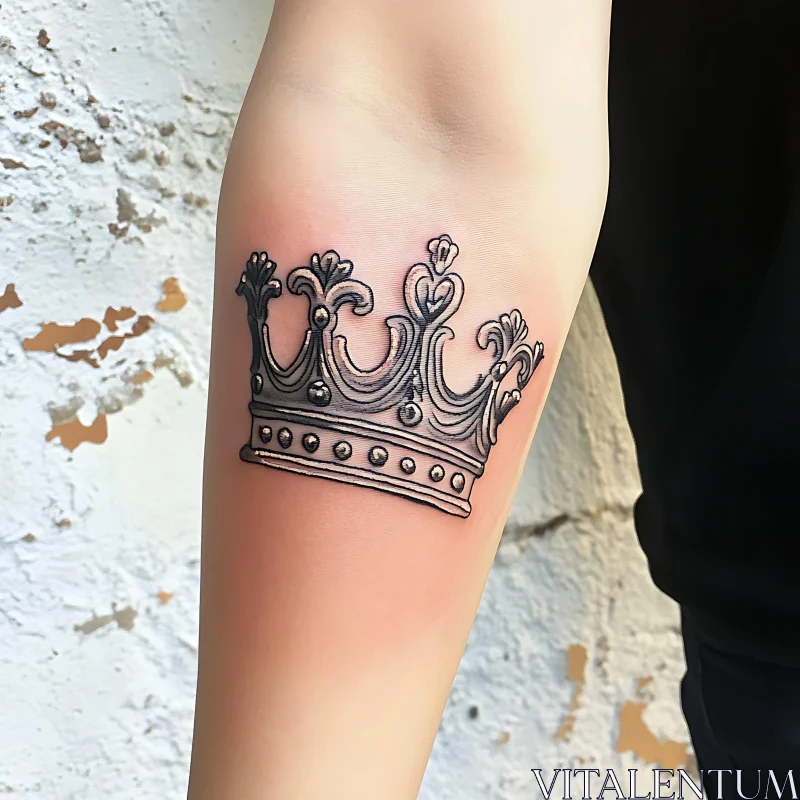 Intricately Designed Crown Tattoo AI Image