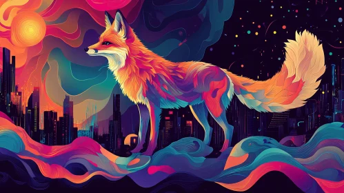 Abstract Fox in Urban Landscape