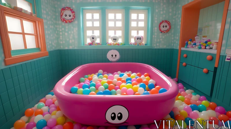 AI ART Colorful Ball Pit in Whimsical Playroom