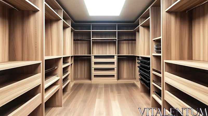 Organized Wooden Closet with Skylight AI Image