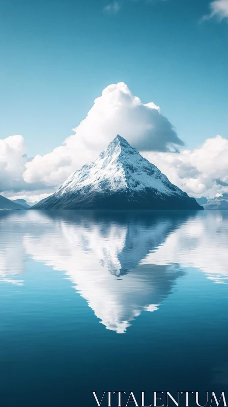 AI ART Serene Mountain and Lake Reflection Scene