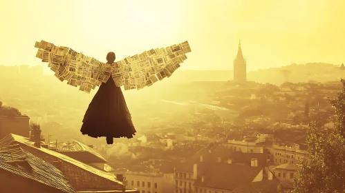 Newspaper Angel Overlooking the City