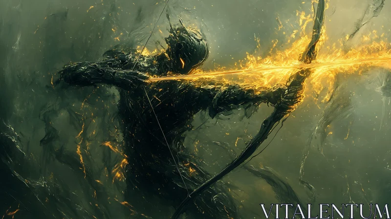 Fiery Warrior with Bow and Arrow AI Image