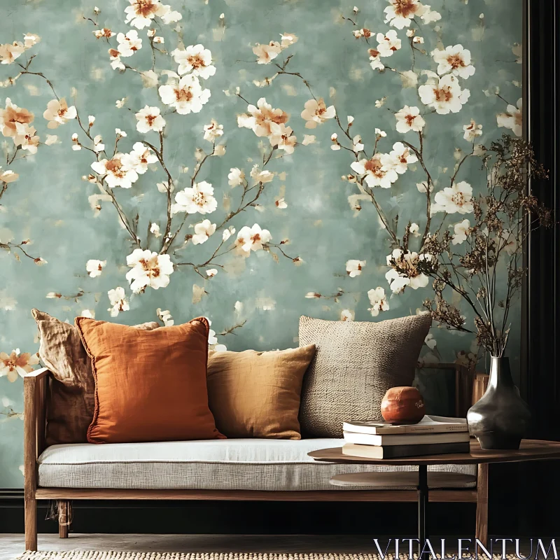 AI ART Comfortable Interior with Floral Design