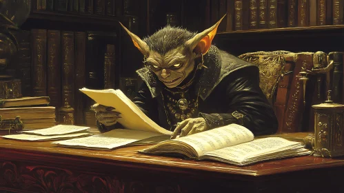 Goblin Studying Old Texts