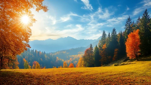 Autumnal Forest and Mountain Vista