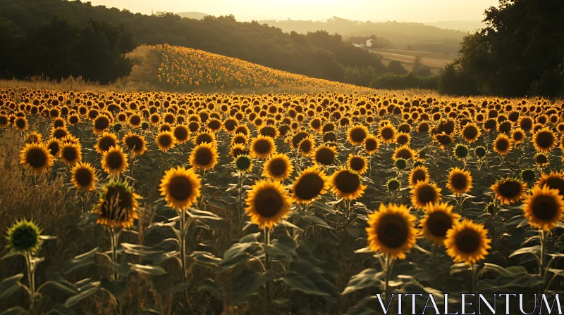 AI ART Golden Sunflower Meadow Landscape