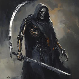 Dark Reaper with Scythe and Sword