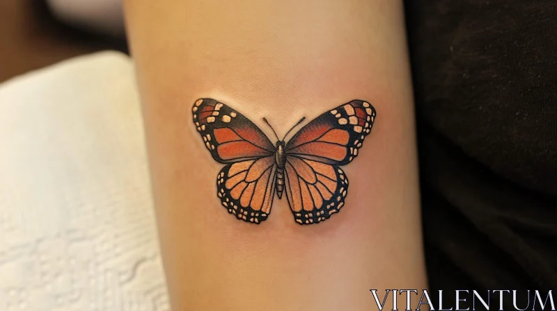 Detailed Monarch Butterfly Arm Tattoo AI Image