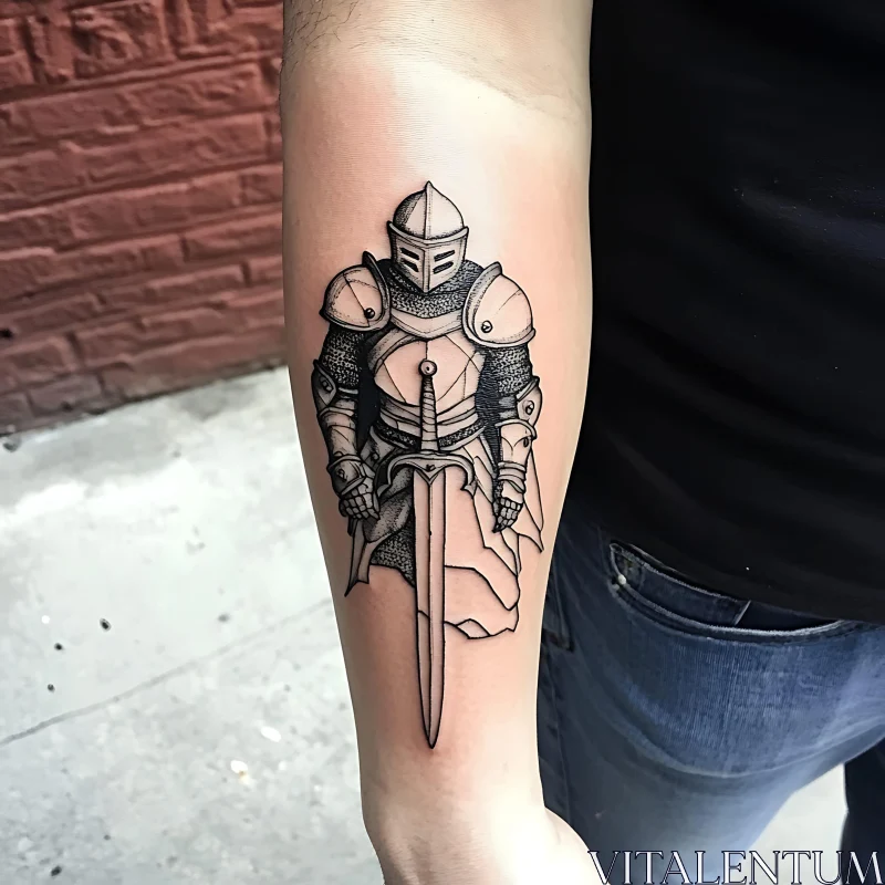 Medieval Armored Knight Tattoo Design AI Image