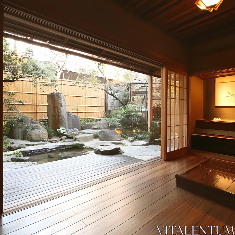 Tranquil Japanese Interior Garden Retreat AI Image