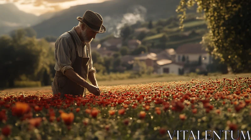 Poppy Field at Dusk AI Image