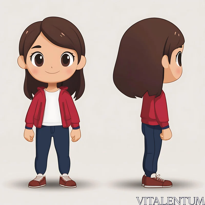 Animated Girl Character Design Sheet AI Image