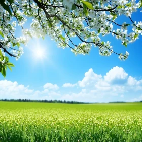 Blossoming Meadow Under Azure Skies